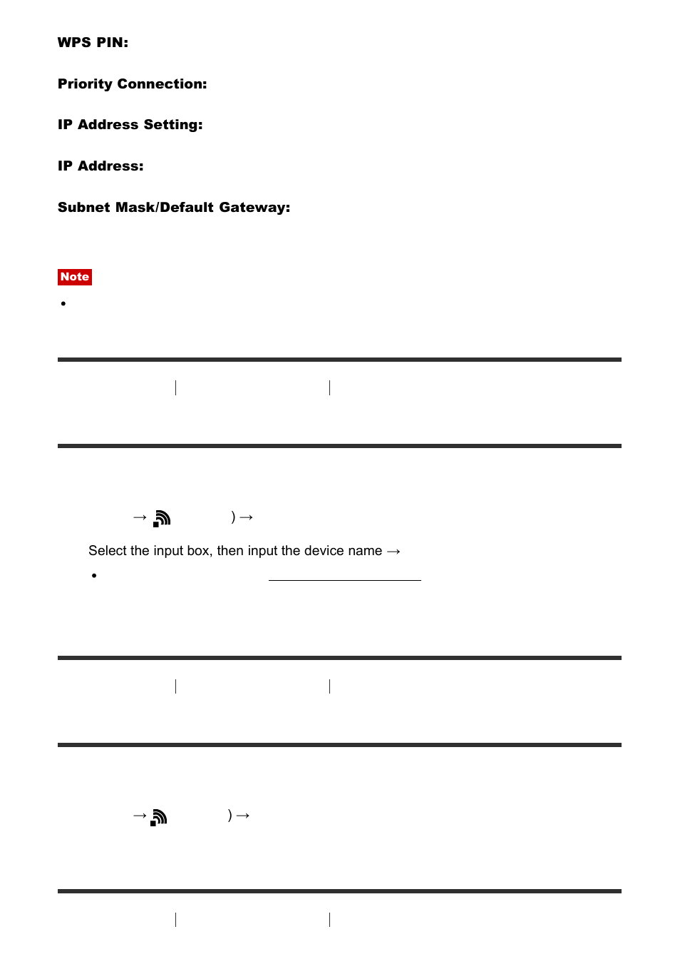 Edit device name [222, Disp mac address [223, Ssid/pw reset [224 | Edit device name, Disp mac address | Sony Cyber-shot DSC-RX100 IV User Manual | Page 206 / 259