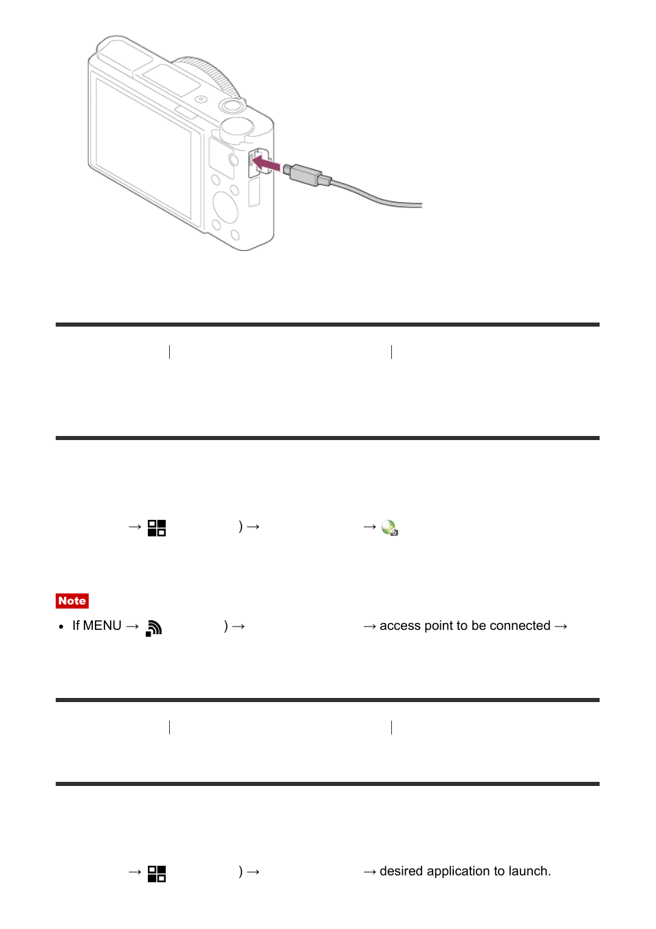 Launching the downloaded application [231, Launching the downloaded application | Sony Cyber-shot DSC-RX100 IV User Manual | Page 209 / 259