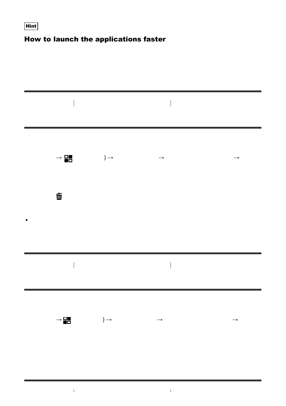 Uninstalling applications [232, Changing the order of applications [233, Uninstalling applications | Changing the order of applications | Sony Cyber-shot DSC-RX100 IV User Manual | Page 210 / 259