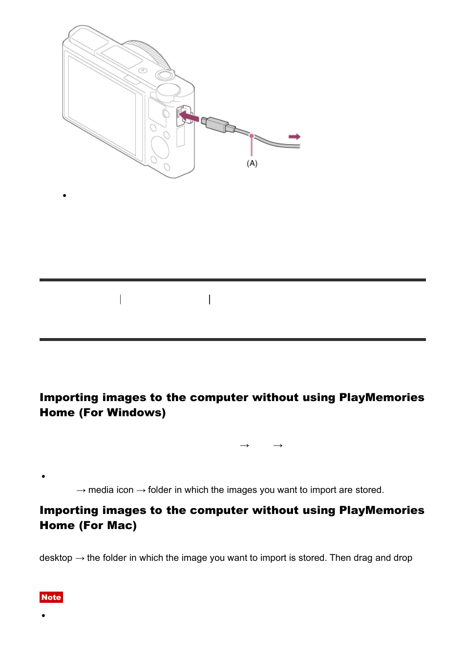 Importing images to the computer [246, Importing images to the computer | Sony Cyber-shot DSC-RX100 IV User Manual | Page 216 / 259