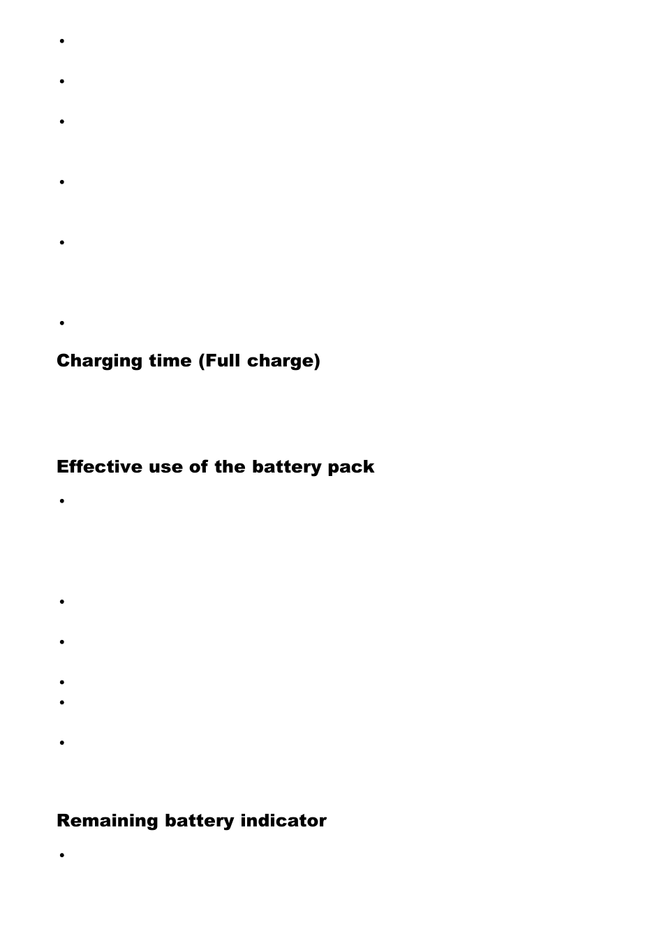 Charging time (full charge), Effective use of the battery pack, Remaining battery indicator | Sony Cyber-shot DSC-RX100 IV User Manual | Page 225 / 259