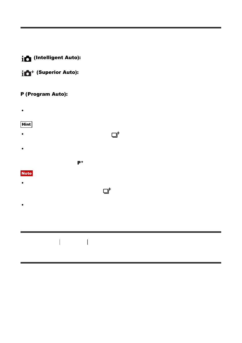 Program auto [30, The advantages of automatic shooting, Program auto | Sony Cyber-shot DSC-RX100 IV User Manual | Page 53 / 259