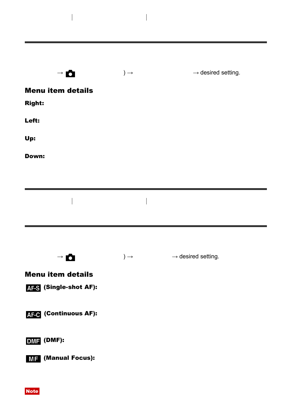 Focus mode [60, Panorama: direction, Focus mode | Sony Cyber-shot DSC-RX100 IV User Manual | Page 83 / 259