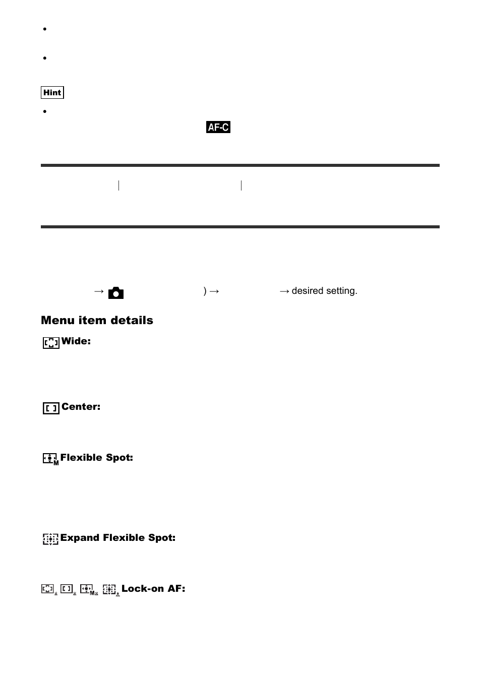 Focus area [61, Focus area | Sony Cyber-shot DSC-RX100 IV User Manual | Page 84 / 259