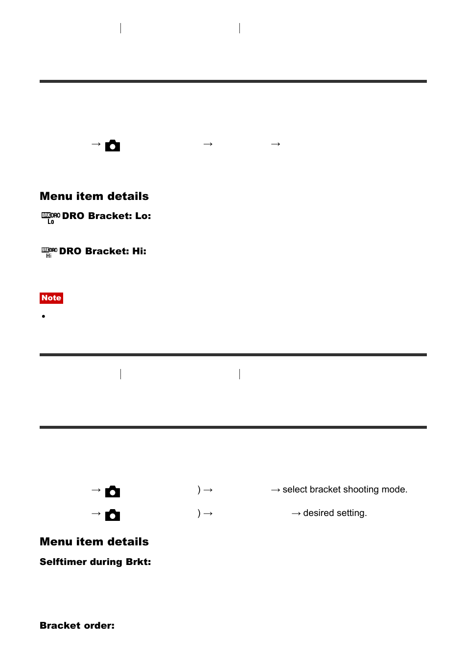 Settings for bracket shooting [103, Dro bracket, Settings for bracket shooting | Sony Cyber-shot RX10 III User Manual | Page 114 / 274