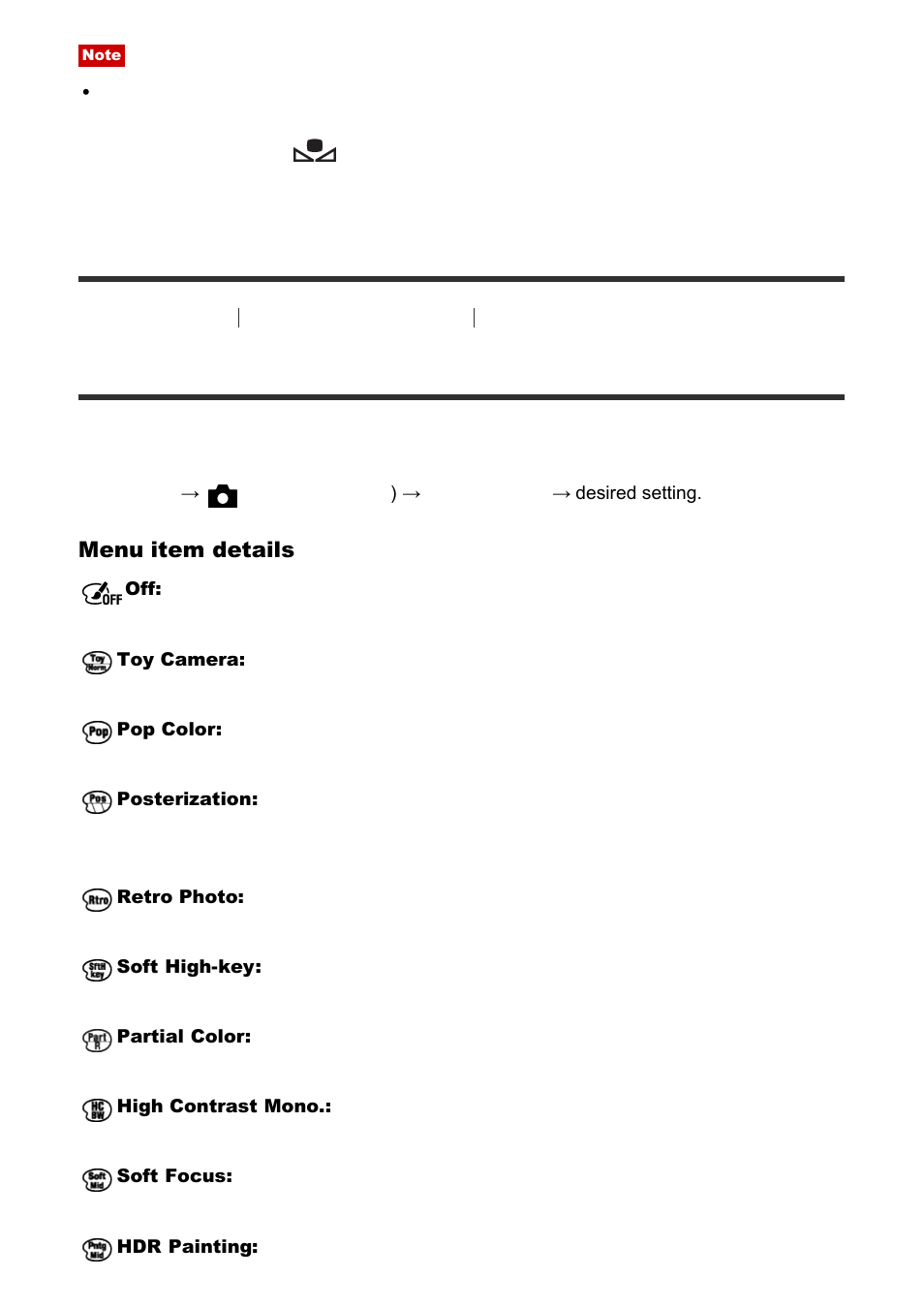 Picture effect [112, Picture effect | Sony Cyber-shot RX10 III User Manual | Page 123 / 274