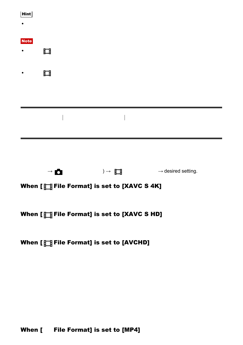 Record setting (movie) [116, Record setting (movie) | Sony Cyber-shot RX10 III User Manual | Page 129 / 274