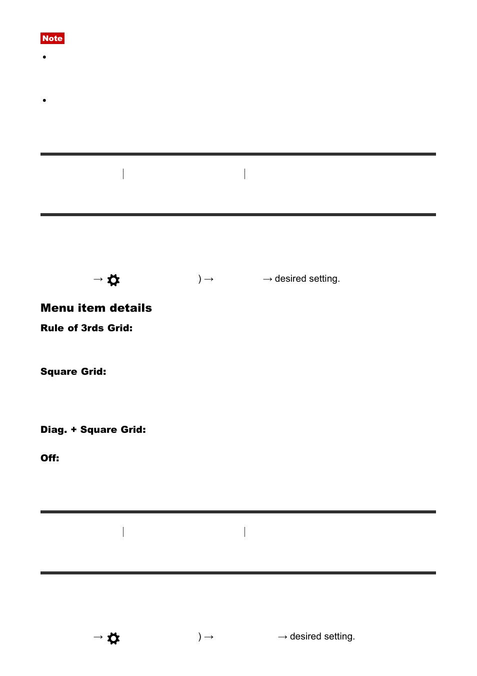 Grid line [160, Auto review [161, Grid line | Auto review | Sony Cyber-shot RX10 III User Manual | Page 160 / 274