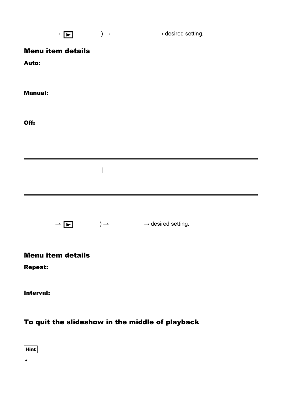 Slide show [182, Rotate [183, Slide show | Sony Cyber-shot RX10 III User Manual | Page 174 / 274