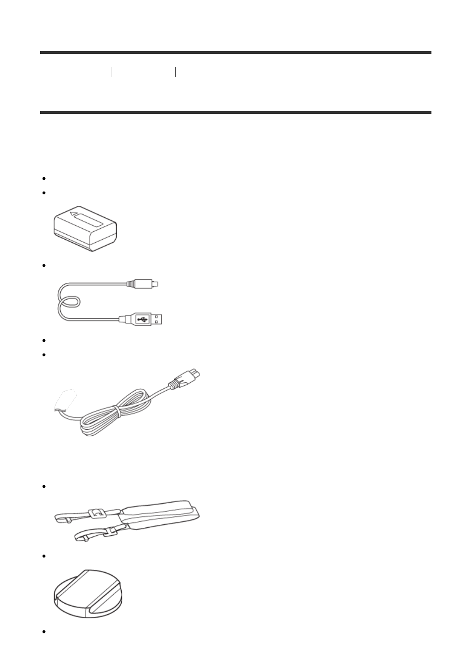 Checking the camera and the supplied items [1, Checking the camera and the supplied items | Sony Cyber-shot RX10 III User Manual | Page 18 / 274