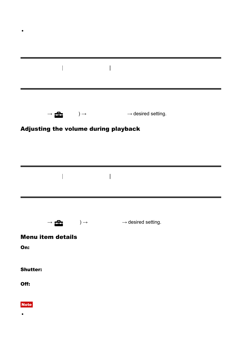 Volume settings [193, Audio signals [194, Upload settings(eye-fi) [195 | Volume settings, Audio signals | Sony Cyber-shot RX10 III User Manual | Page 182 / 274