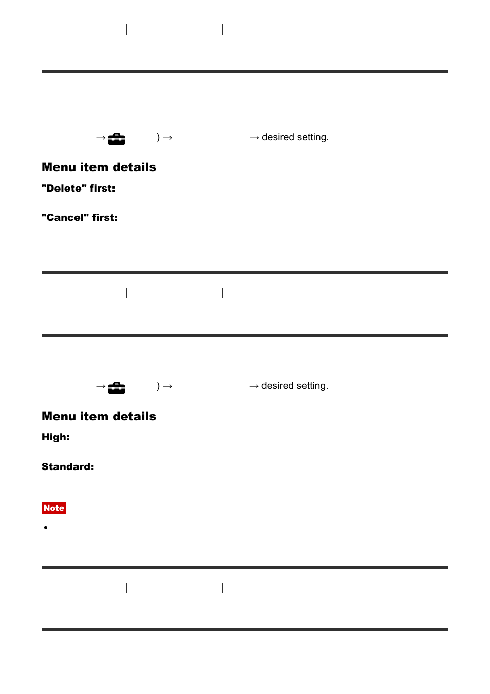 Display quality [199, Pwr save start time [200, Delete confirm | Display quality, Pwr save start time | Sony Cyber-shot RX10 III User Manual | Page 185 / 274