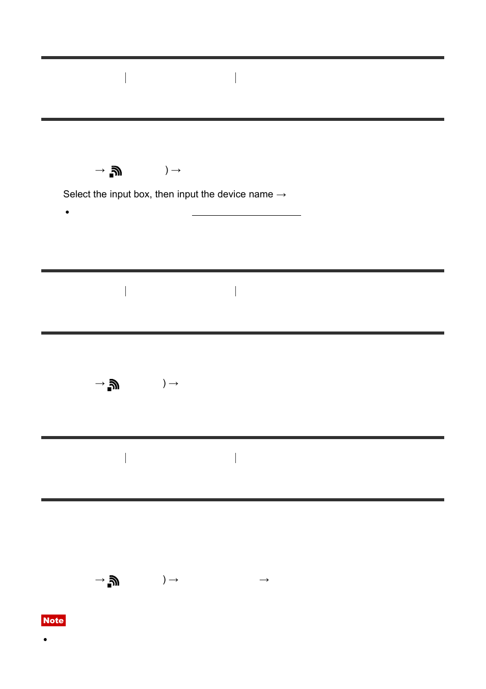 Edit device name [244, Disp mac address [245, Ssid/pw reset [246 | Edit device name, Disp mac address, Ssid/pw reset | Sony Cyber-shot RX10 III User Manual | Page 221 / 274