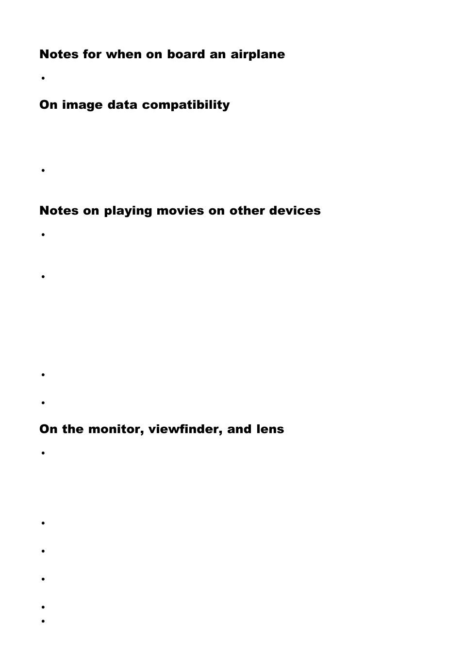 On image data compatibility, On the monitor, viewfinder, and lens | Sony Cyber-shot RX10 III User Manual | Page 237 / 274