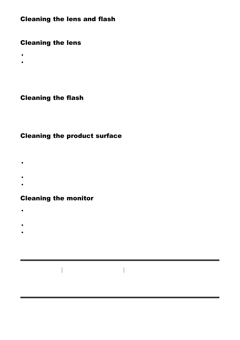 Number of still images [280, Number of still images, Cleaning the lens and flash | Cleaning the lens, Cleaning the flash, Cleaning the product surface, Cleaning the monitor | Sony Cyber-shot RX10 III User Manual | Page 243 / 274