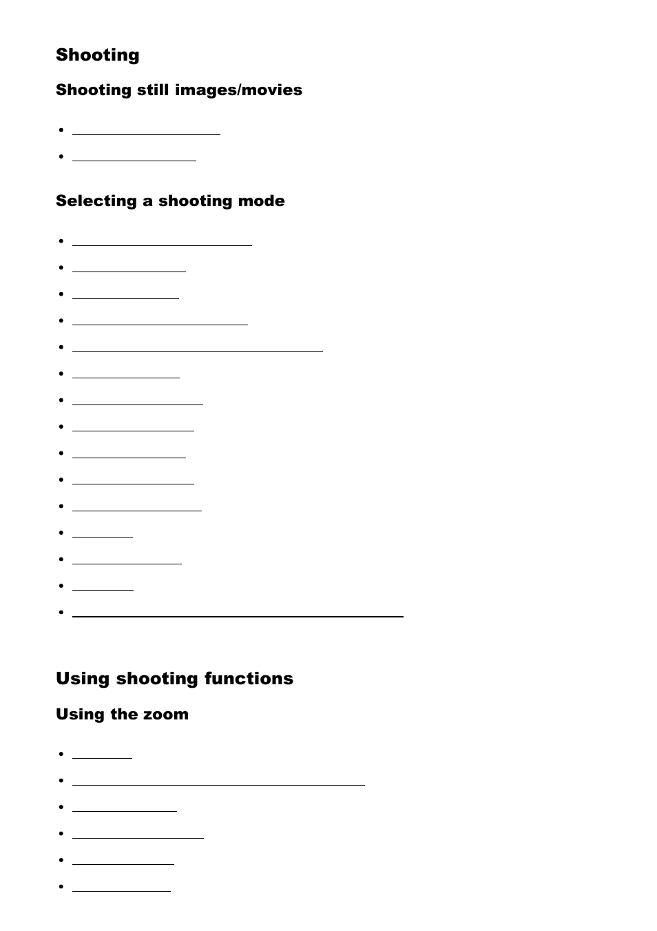 Shooting, Using shooting functions | Sony Cyber-shot RX10 III User Manual | Page 3 / 274