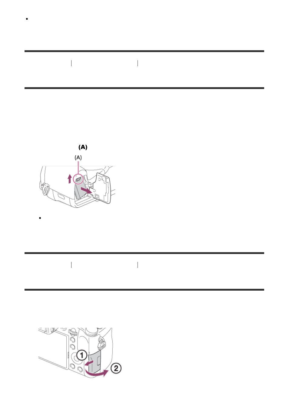 Removing the battery pack [14, Inserting a memory card [15, Removing the battery pack | Sony Cyber-shot RX10 III User Manual | Page 38 / 274