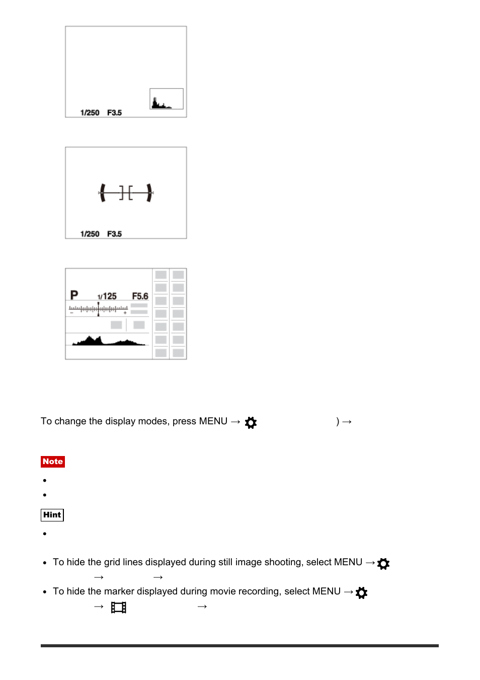 Disp button (finder) [58 | Sony Cyber-shot RX10 III User Manual | Page 80 / 274