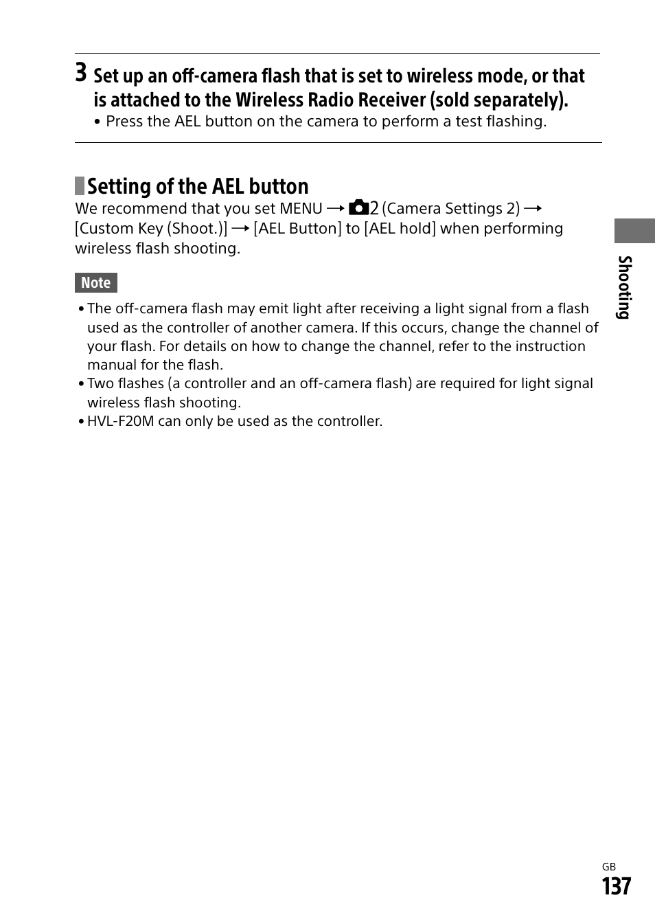 Setting of the ael button | Sony Alpha 9 User Manual | Page 137 / 263