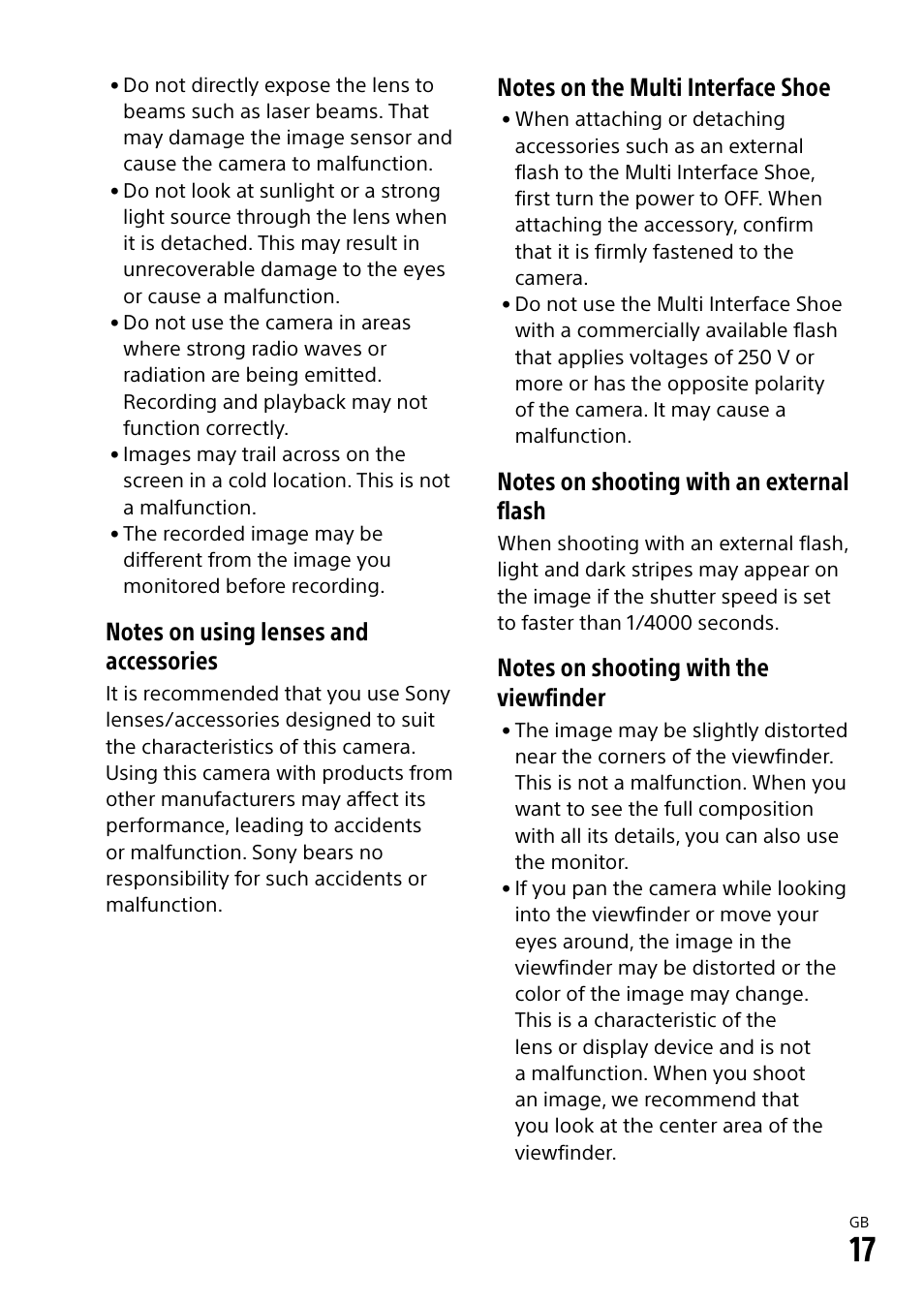 Sony Alpha 9 User Manual | Page 17 / 263