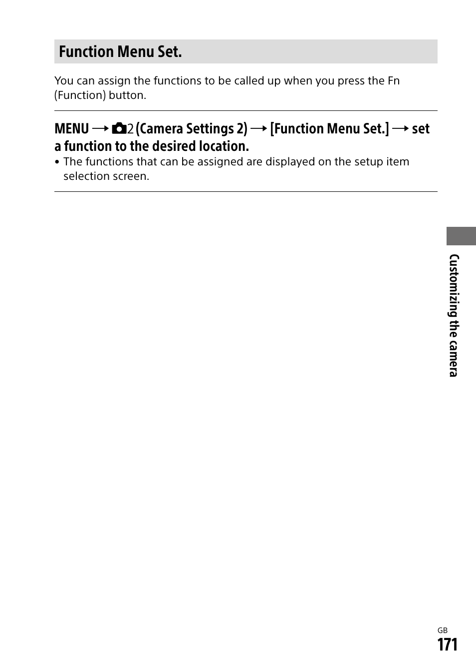 Function menu set | Sony Alpha 9 User Manual | Page 171 / 263