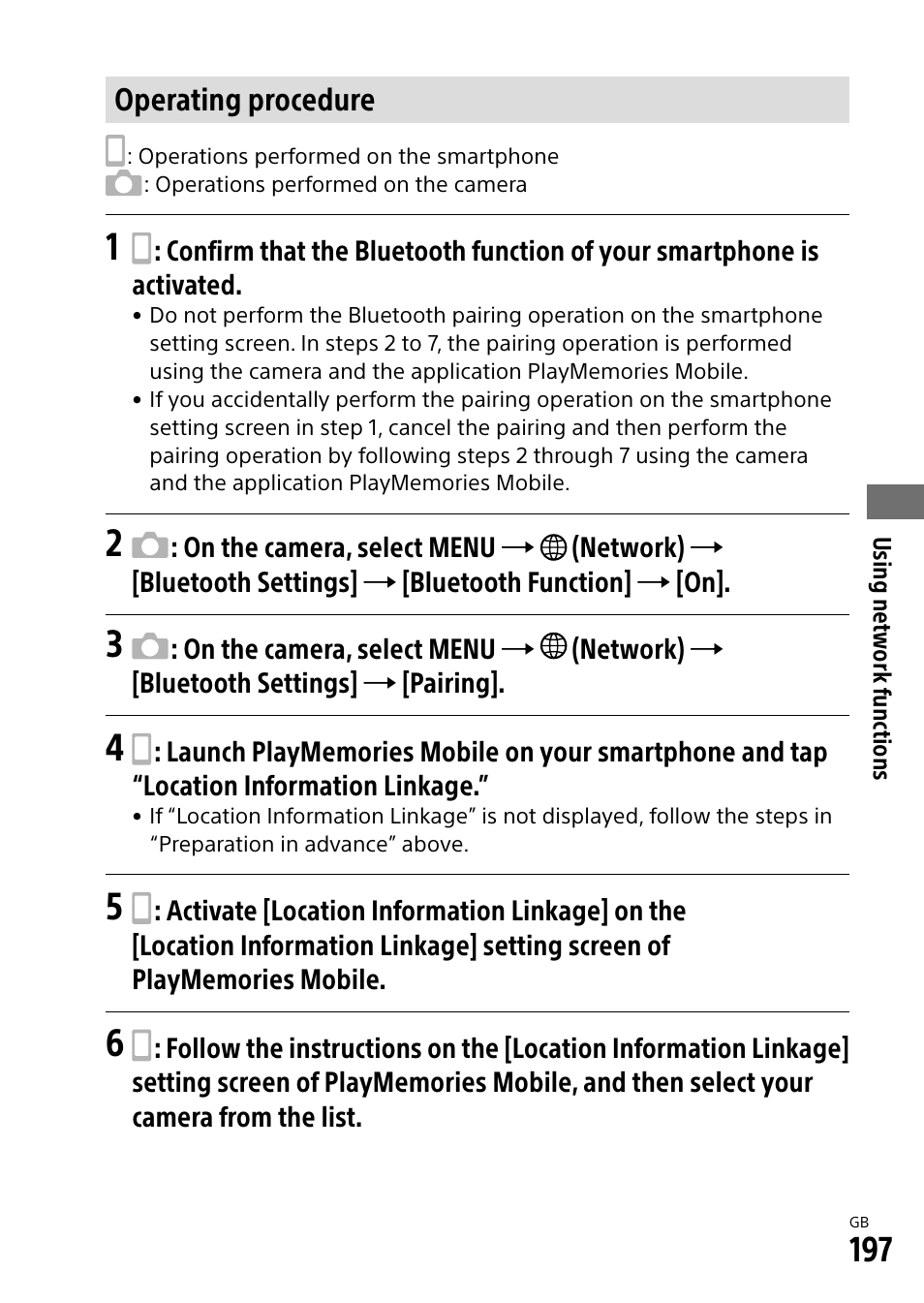 Operating procedure | Sony Alpha 9 User Manual | Page 197 / 263