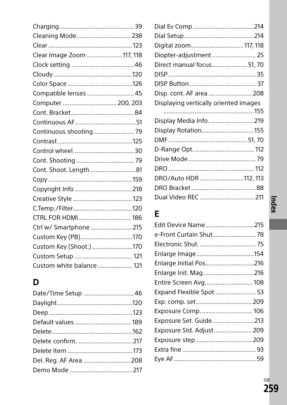Sony Alpha 9 User Manual | Page 259 / 263