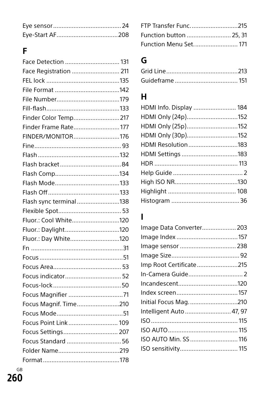 Sony Alpha 9 User Manual | Page 260 / 263