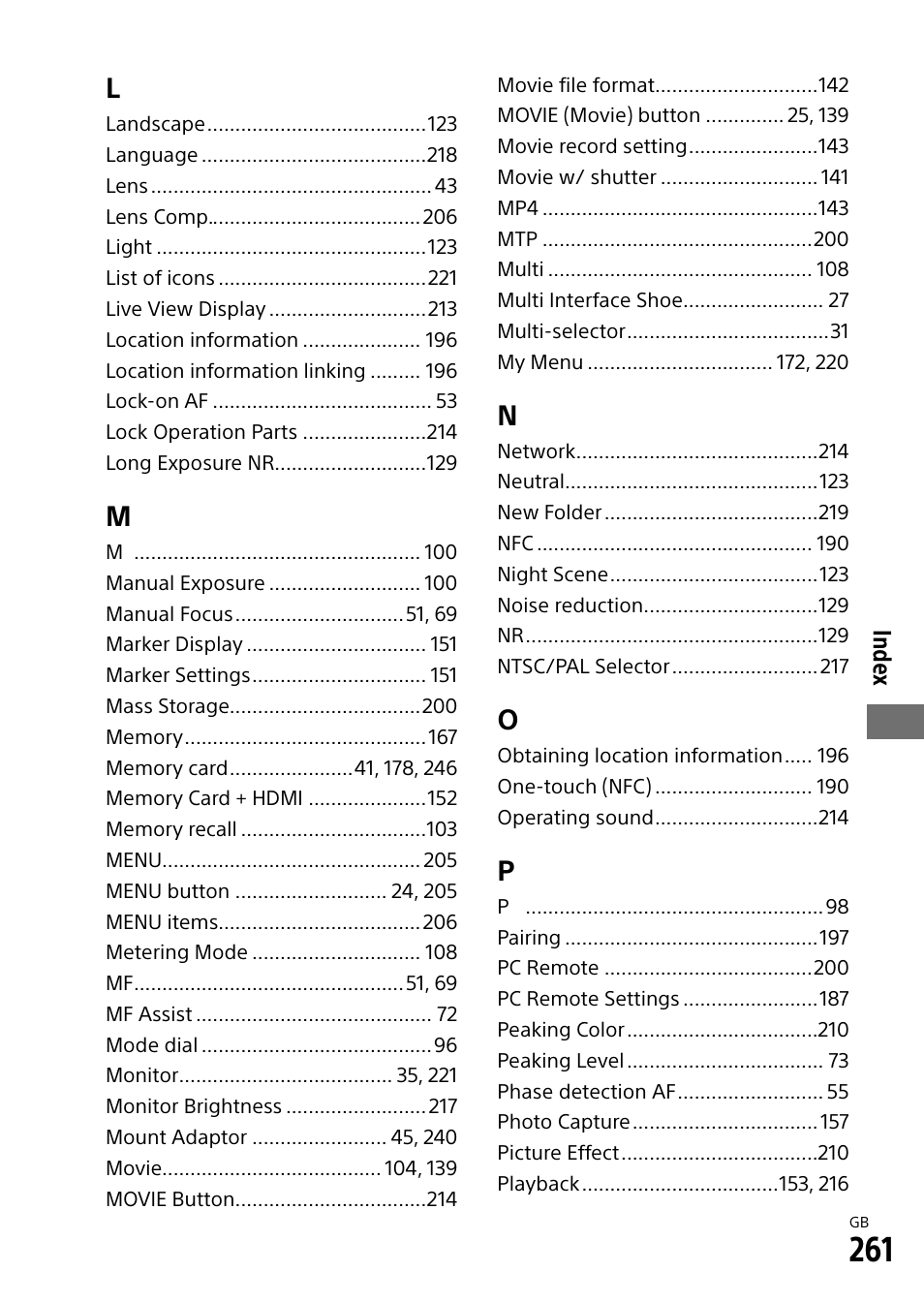 Sony Alpha 9 User Manual | Page 261 / 263