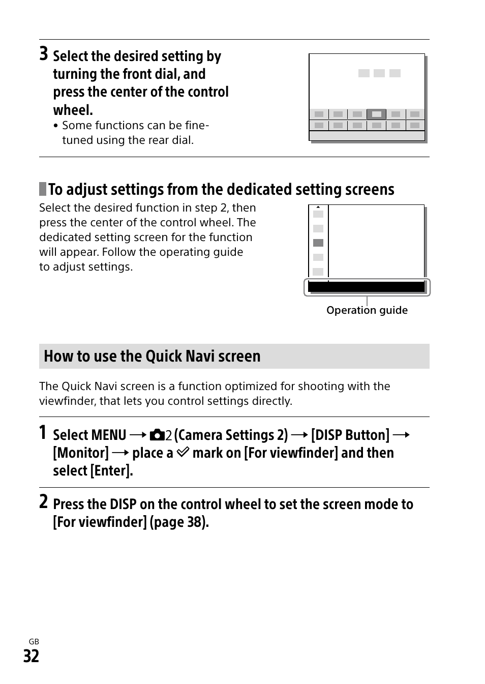 How to use the quick navi screen | Sony Alpha 9 User Manual | Page 32 / 263