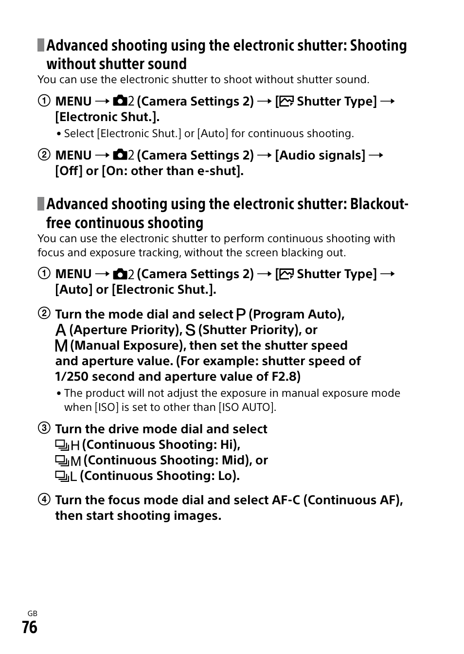 Sony Alpha 9 User Manual | Page 76 / 263