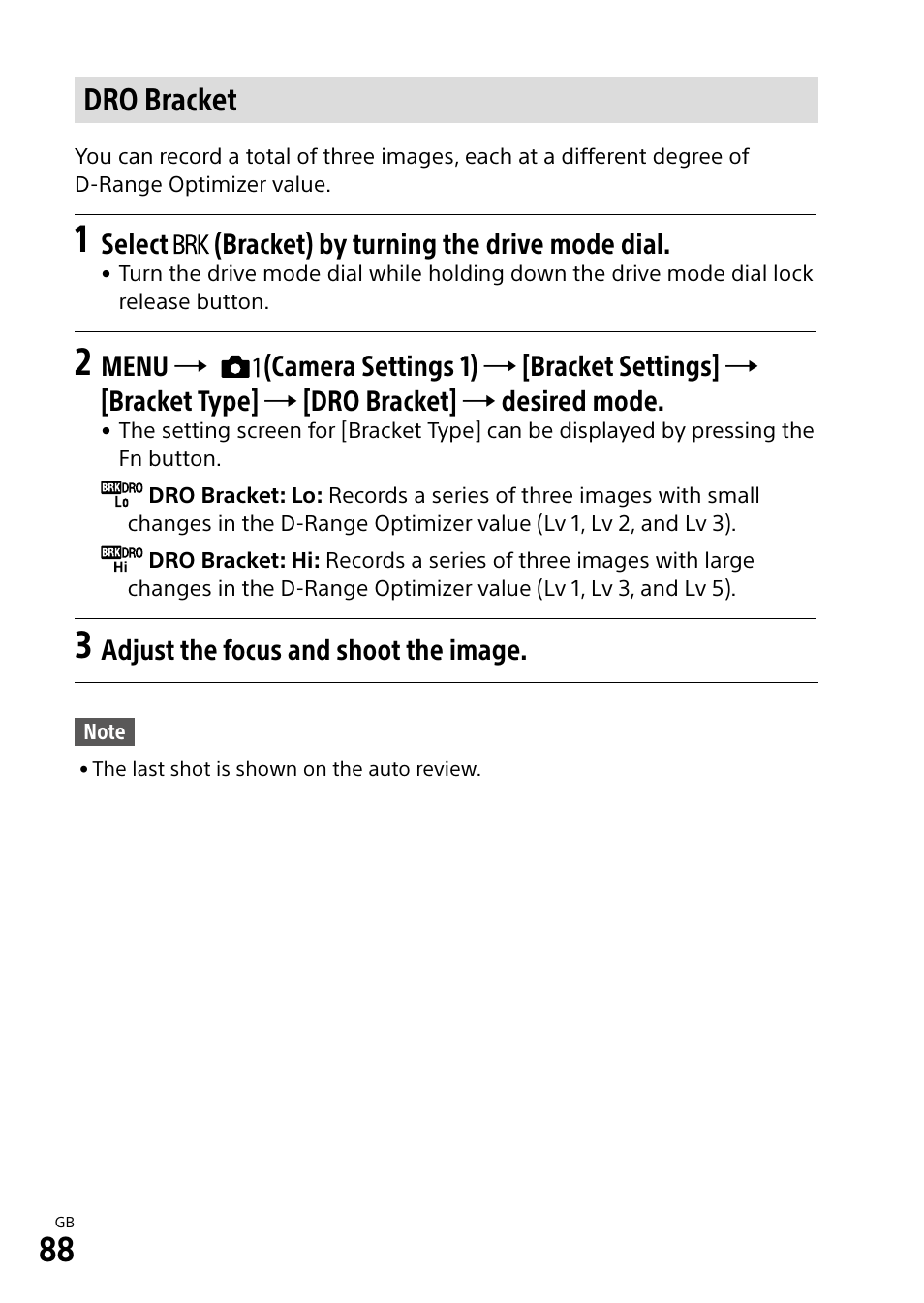 Dro bracket | Sony Alpha 9 User Manual | Page 88 / 263