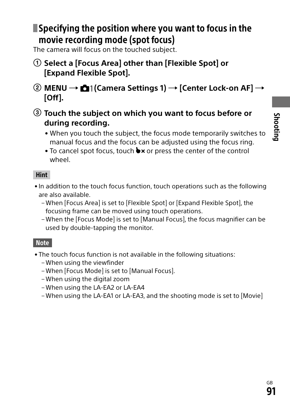 Sony Alpha 9 User Manual | Page 91 / 263