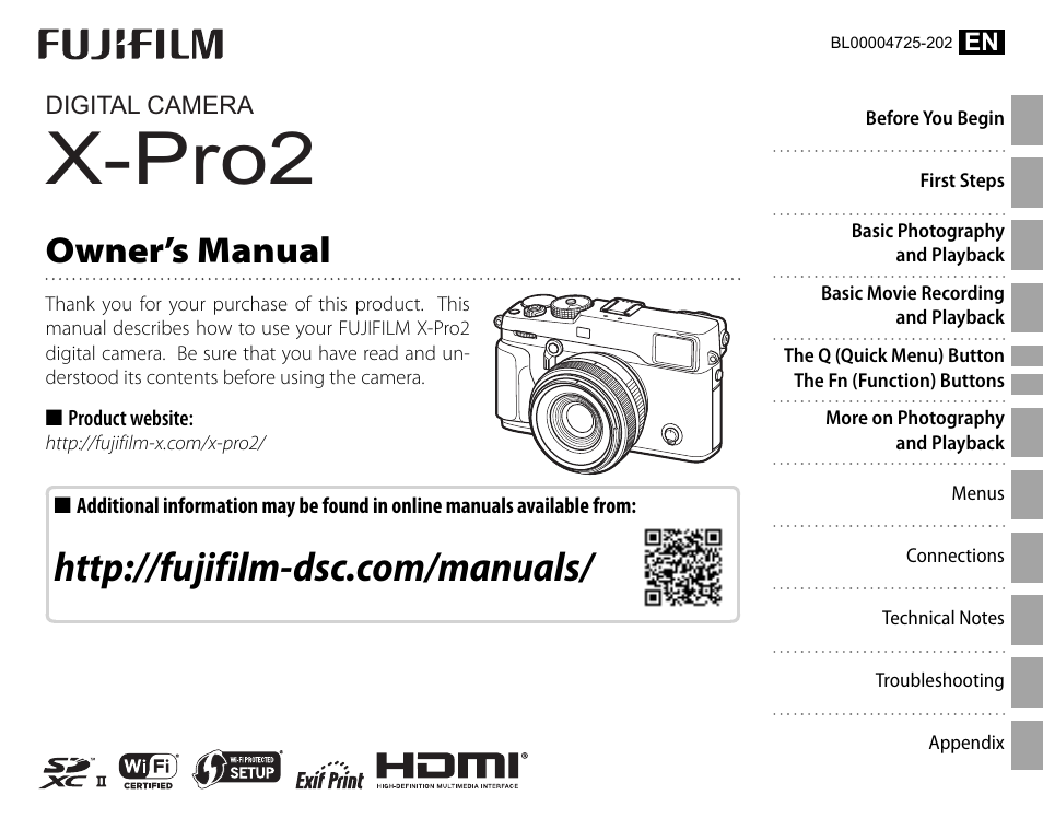 FujiFilm X-Pro2 User Manual | 176 pages