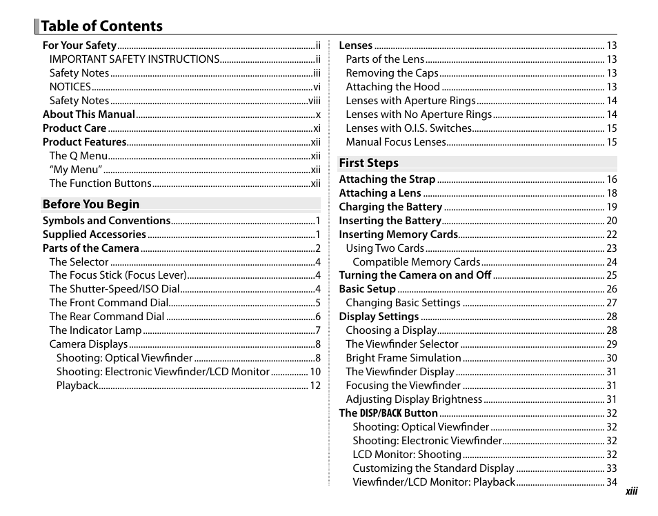 FujiFilm X-Pro2 User Manual | Page 13 / 176