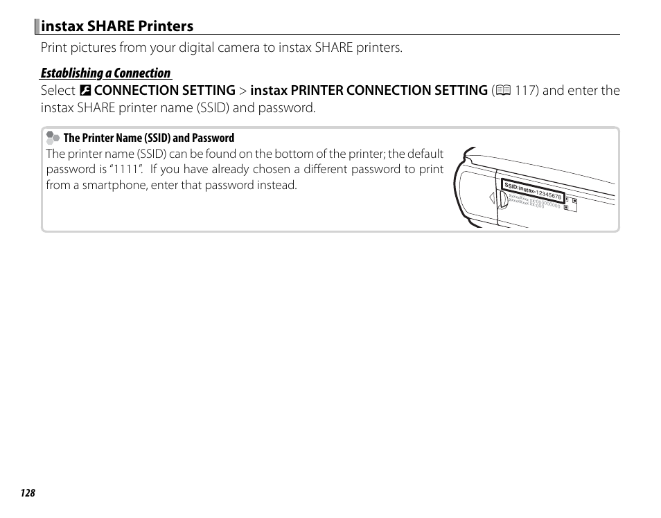 Instax share printers, The printer name (ssid) and password | FujiFilm X-Pro2 User Manual | Page 146 / 176