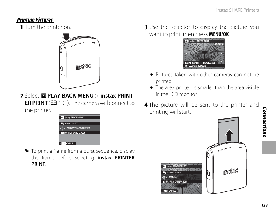 Printing pictures, Turn the printer on | FujiFilm X-Pro2 User Manual | Page 147 / 176