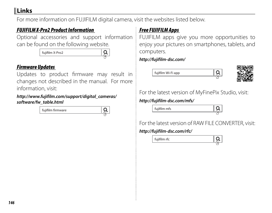 Links | FujiFilm X-Pro2 User Manual | Page 164 / 176