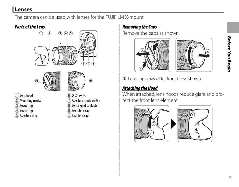 Lenses | FujiFilm X-Pro2 User Manual | Page 31 / 176