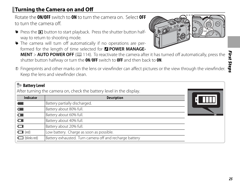 Turning the camera on and off | FujiFilm X-Pro2 User Manual | Page 43 / 176