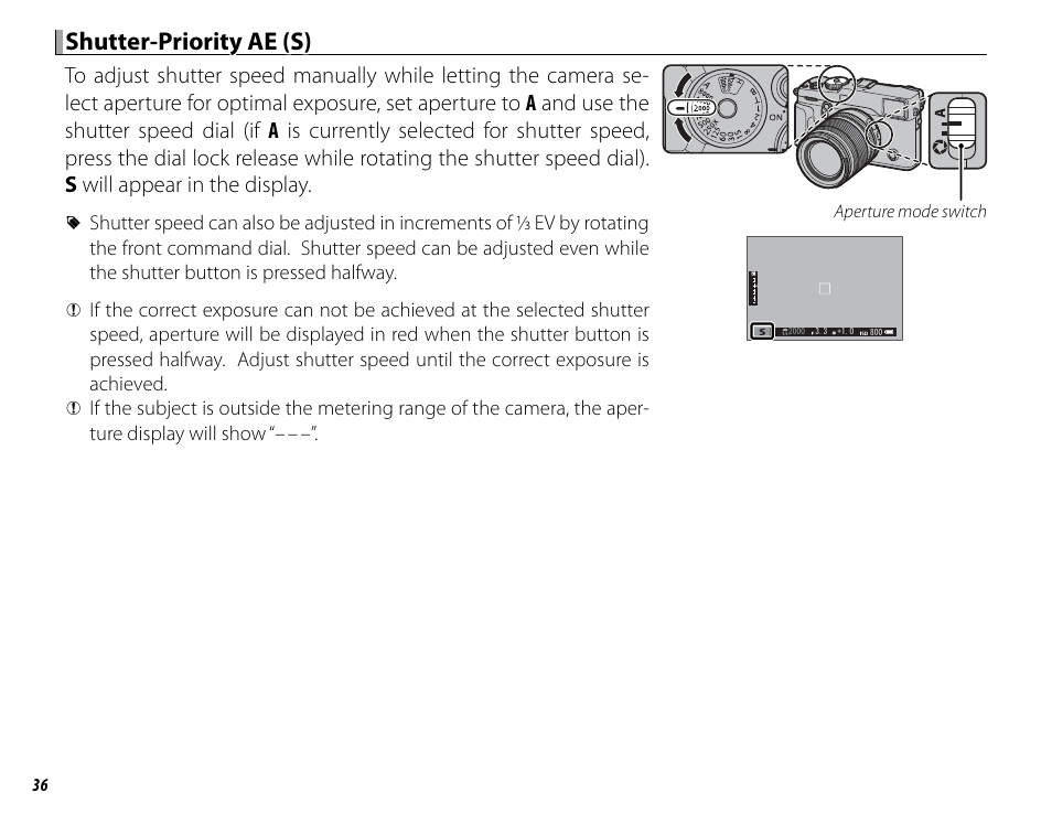 Shutter-priority ae (s) | FujiFilm X-Pro2 User Manual | Page 54 / 176