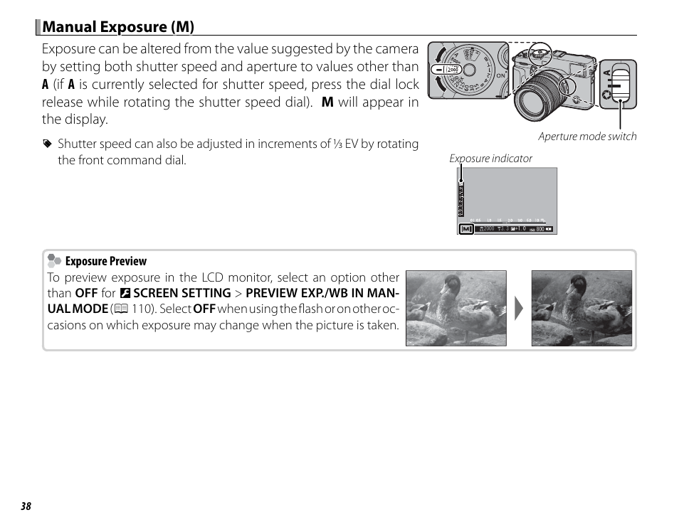 Manual exposure (m) | FujiFilm X-Pro2 User Manual | Page 56 / 176