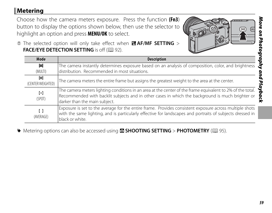 Metering | FujiFilm X-Pro2 User Manual | Page 77 / 176