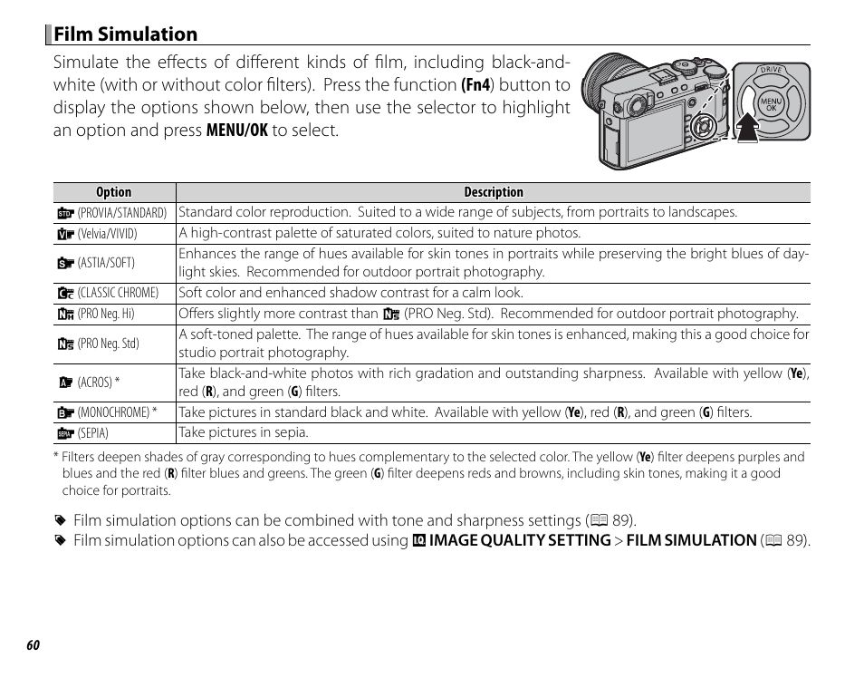 Film simulation | FujiFilm X-Pro2 User Manual | Page 78 / 176