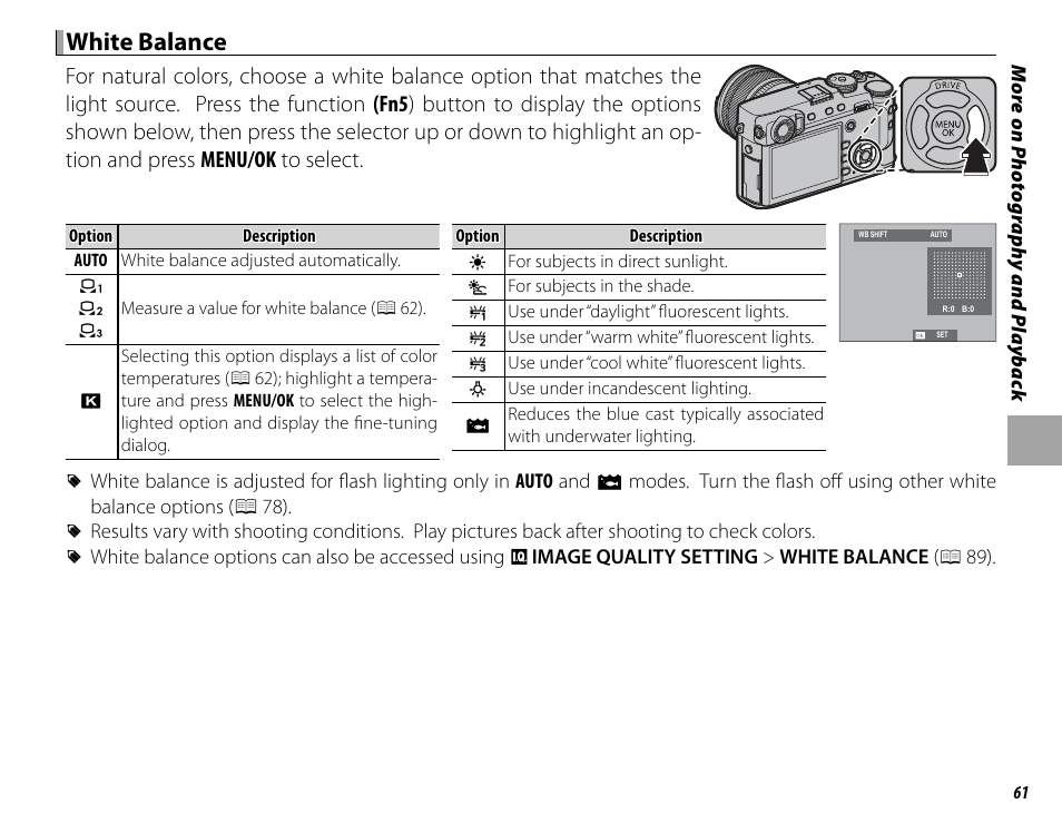 White balance | FujiFilm X-Pro2 User Manual | Page 79 / 176