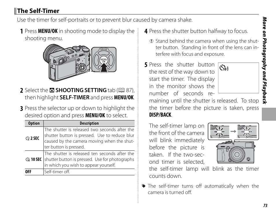 The self-timer | FujiFilm X-Pro2 User Manual | Page 91 / 176