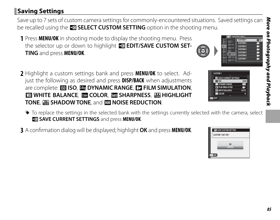 Saving settings | FujiFilm X-T10 User Manual | Page 101 / 176