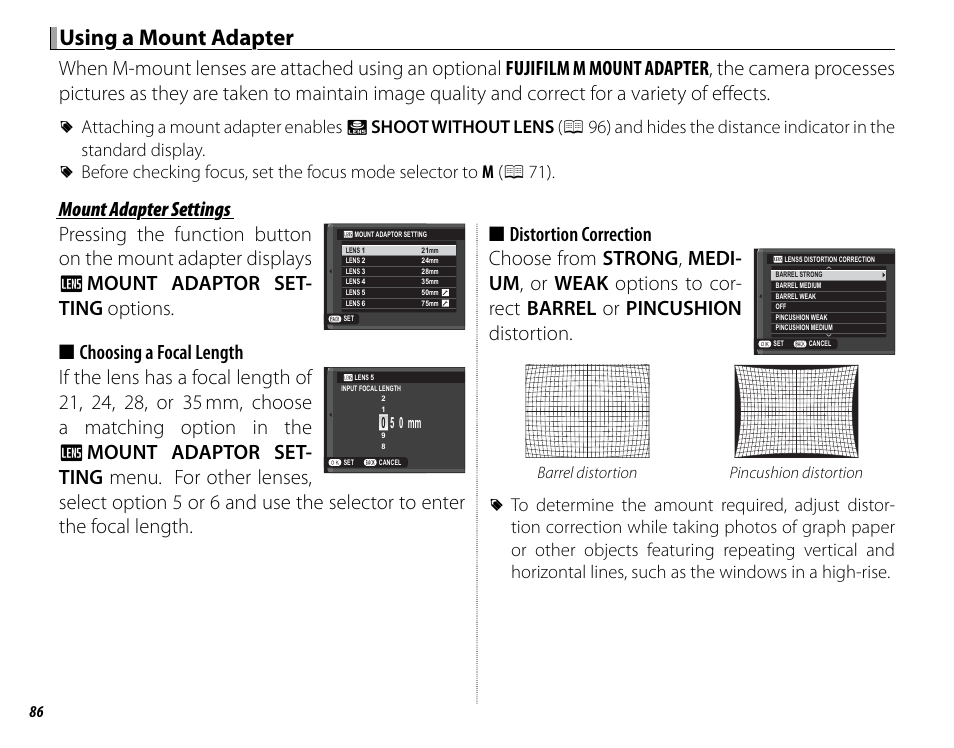 Using a mount adapter | FujiFilm X-T10 User Manual | Page 102 / 176