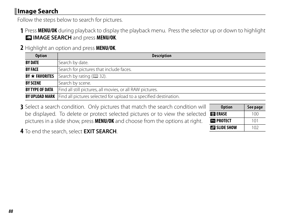 Image search | FujiFilm X-T10 User Manual | Page 104 / 176