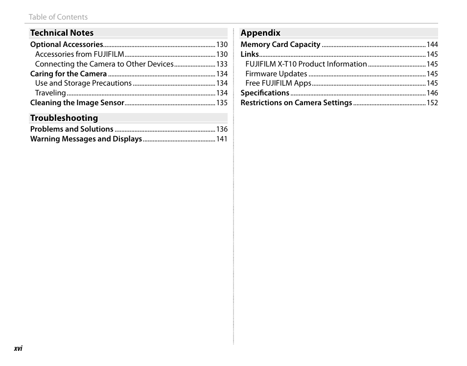 FujiFilm X-T10 User Manual | Page 16 / 176